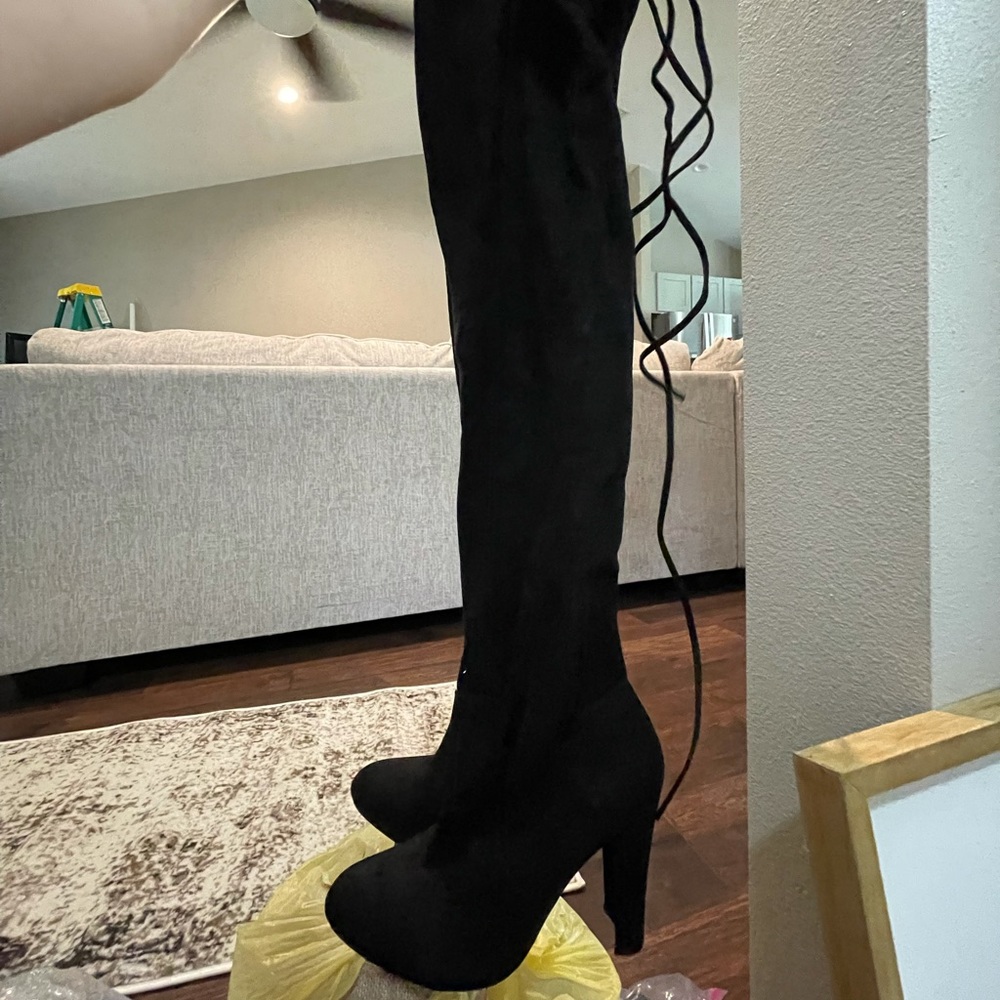 Black knee high boots